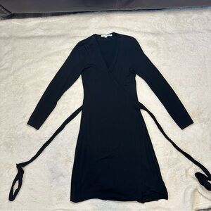 Boden Black Long Sleeve Wrap Dress – Classic Flowy Tie Waist – Size US 6